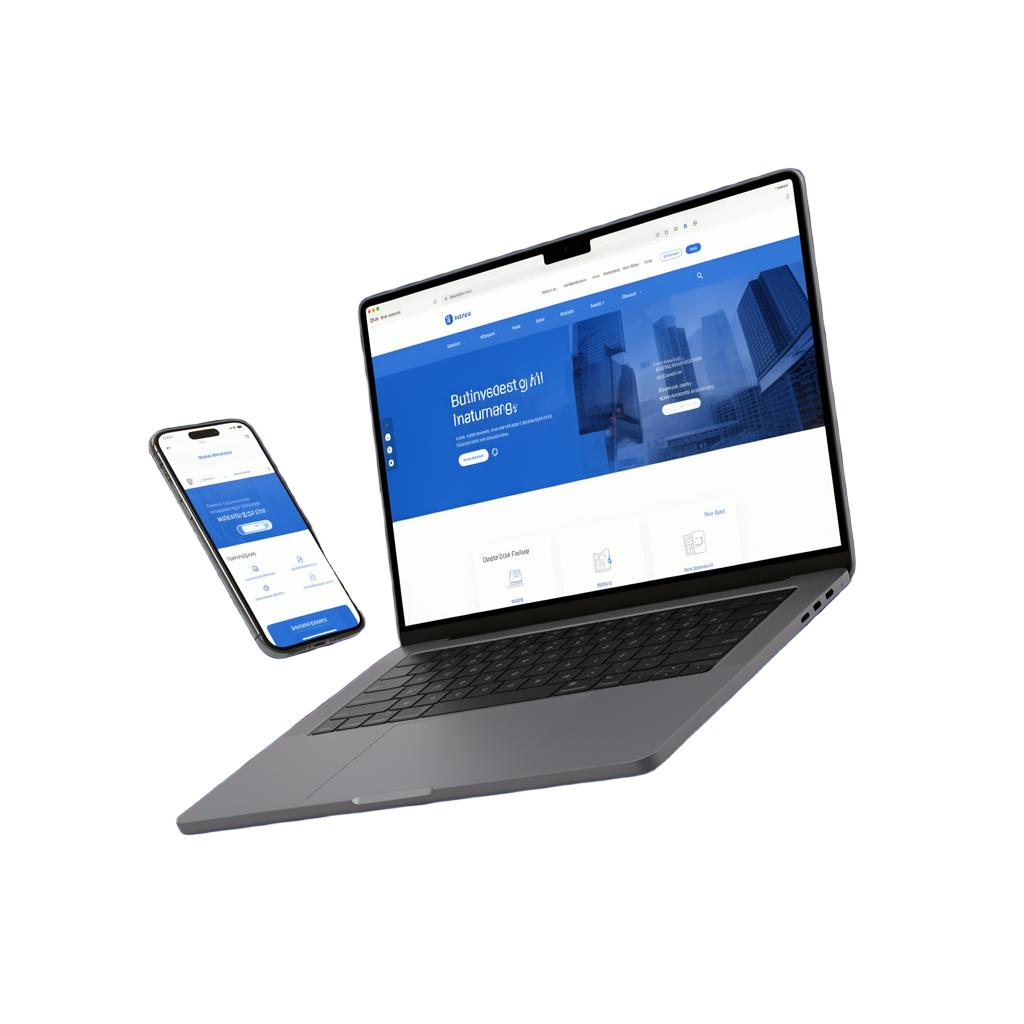 Contractor website design shown on laptop and mobile phone