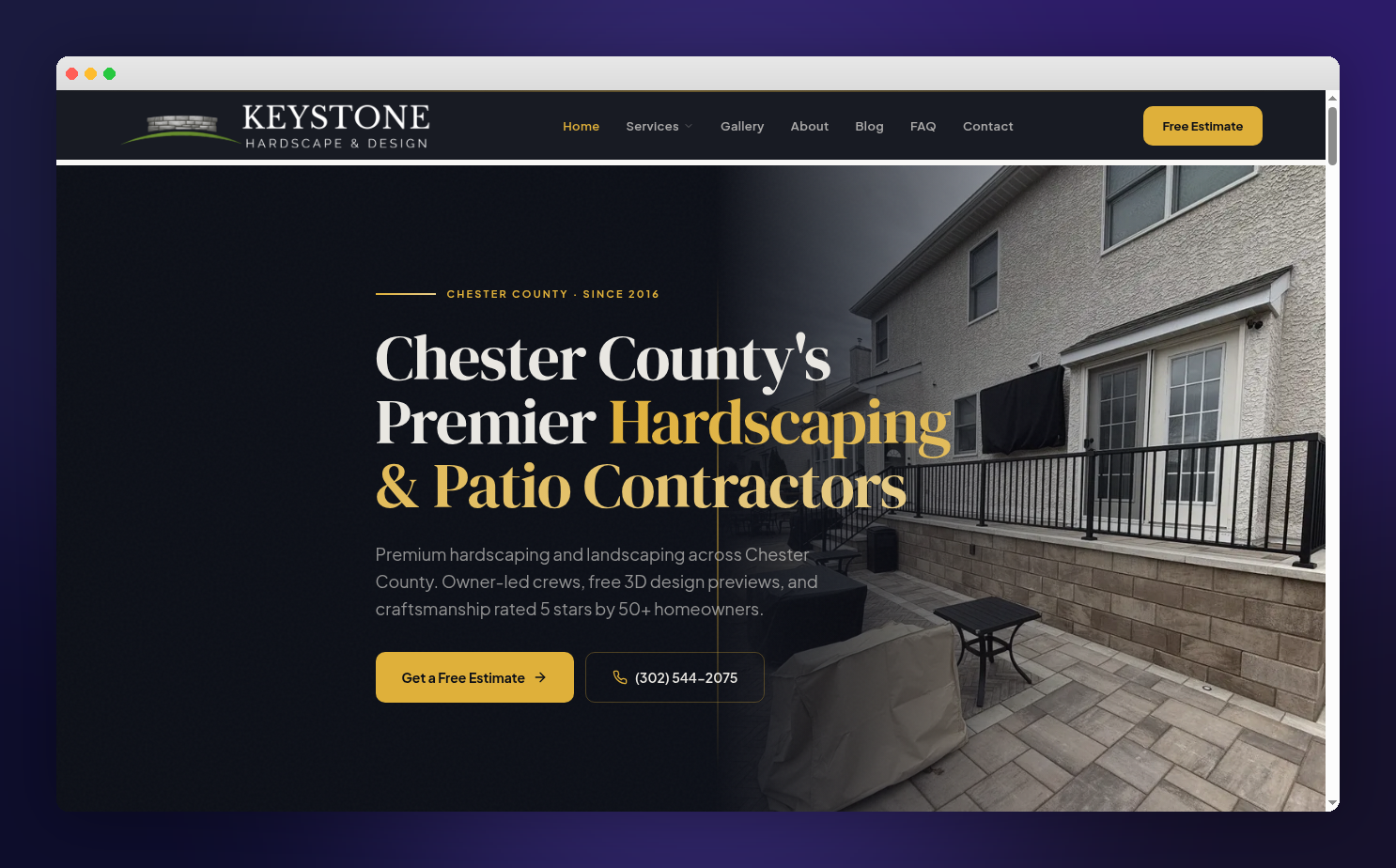Keystone Hardscape Design website built by Zero Degree Media with lead capture and service pages
