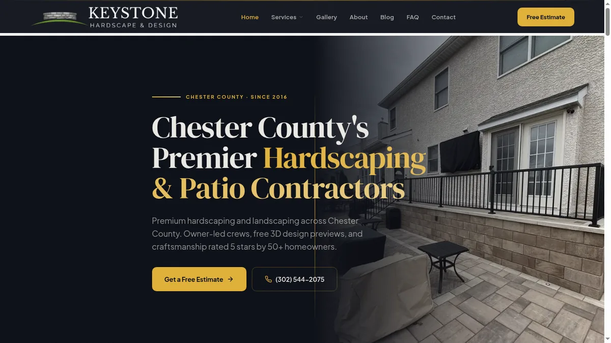 Keystone Hardscape & Design website designed by Zero Degree Media