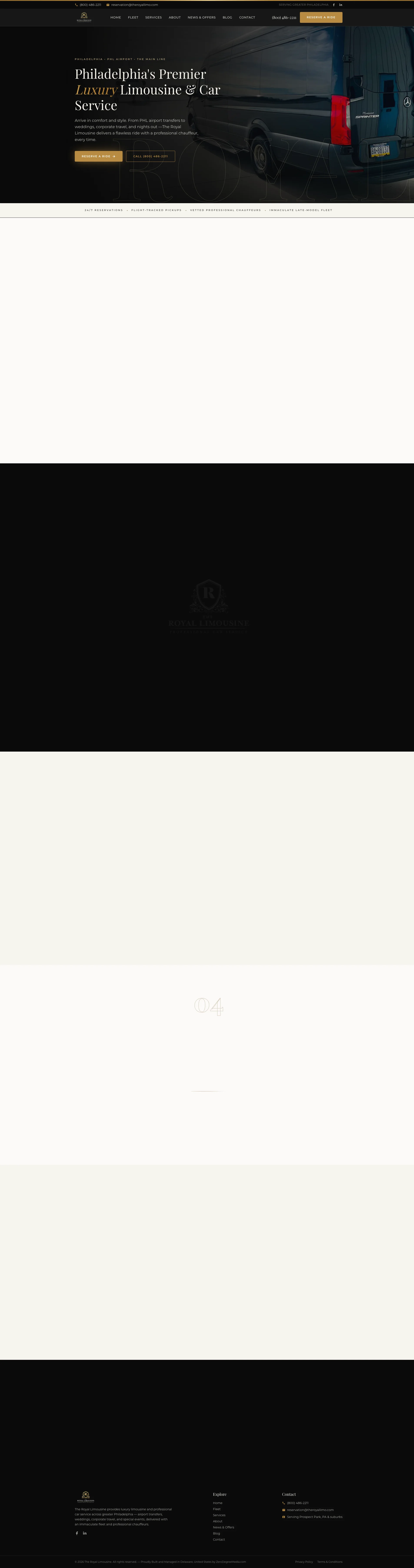 The Royal Limousine website homepage on desktop and mobile